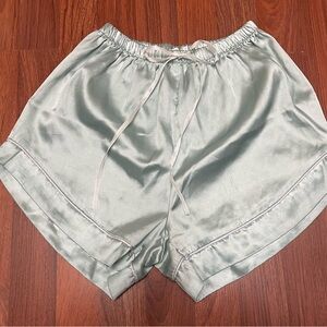 Satin Drawstring Sleep Shorts - Light Sage EUC